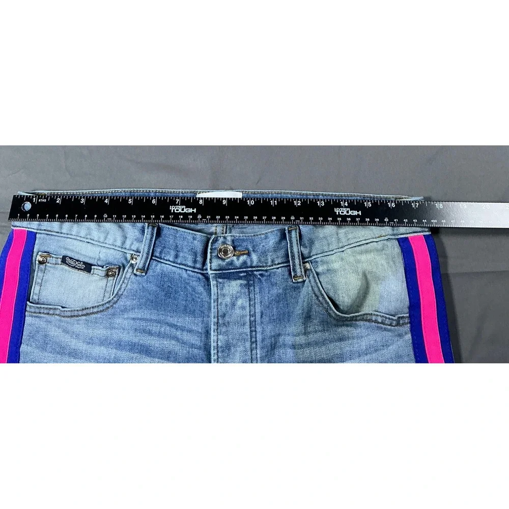 MacKeen Market Distressed Jeans 36 Pink Purple Side Stripe Paint Splatter